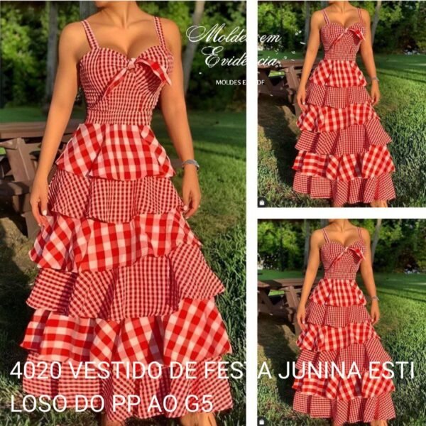 4020 VESTIDO DE FESTA JUNINA ESTILOSO DO PP AO G5