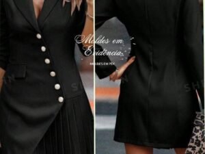 3454 VESTIDO BLAZER COM SAIA PREGUEADA DO P AO G5
