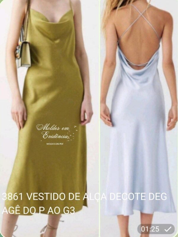 3861 VESTIDO DE ALÇA DECOTE DEGAGÊ DO P AO G3 EM PLOTTER