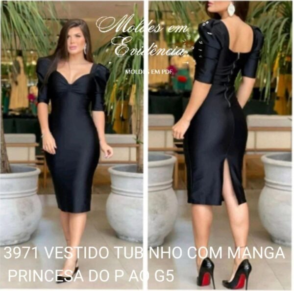3971 VESTIDO TUBINHO COM MANGA PRINCESA DO P AO G5