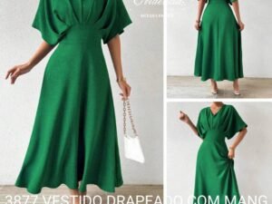 3877 VESTIDO DRAPEADO COM MANGA MORCEGO DO PP AO G5