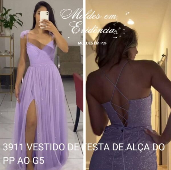3911 VESTIDO DE FESTA DE ALÇA DO PP AO G5